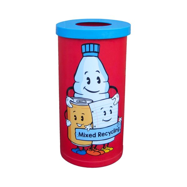 Popular Recycling Bin with Recycling Character Graphics 70 Litre