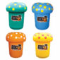 Set of 4 Mushroom Litter Bins with Spots & Owl Graphics