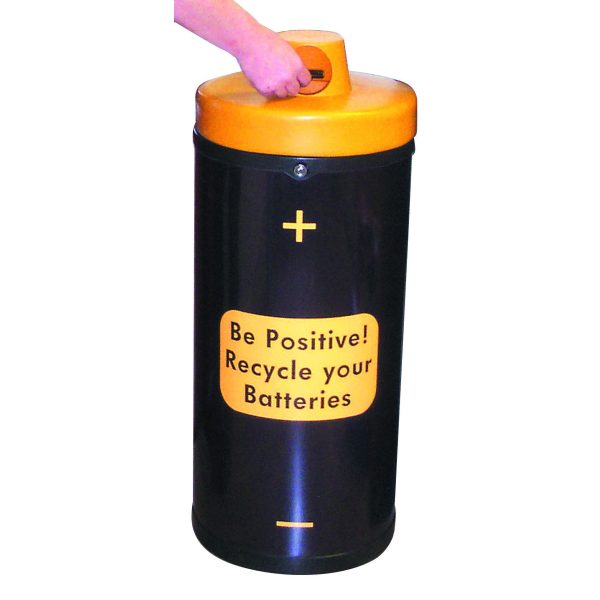 Battery Recycling Bin with Be Positive Graphics